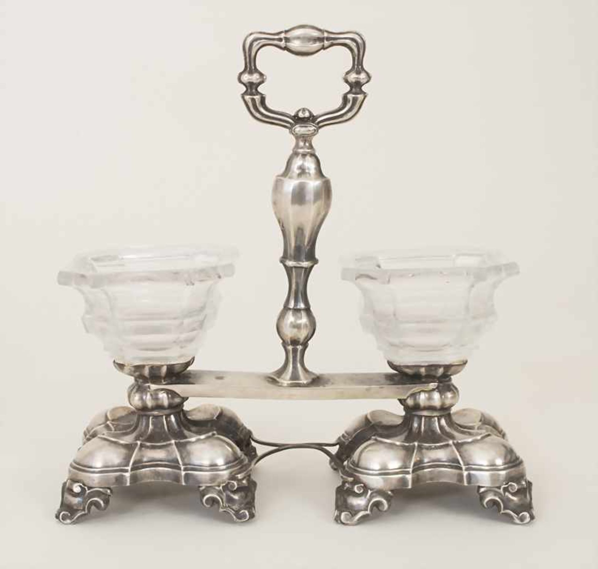 Paar Salieren / A pair of silver open salts, Frankreich, um 1840Material: Silber 950, Kristall - Image 3 of 5