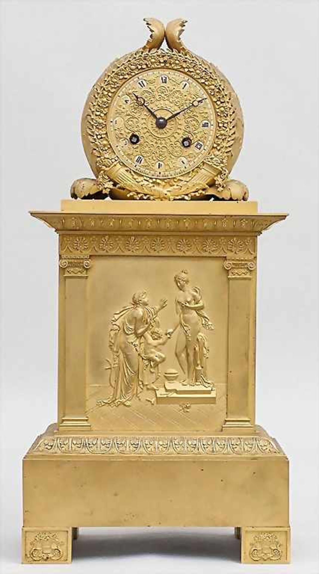Pendule/Empire Clock, Martina Horloge de Roi a Turin, um 1810Darstellung der Künste im