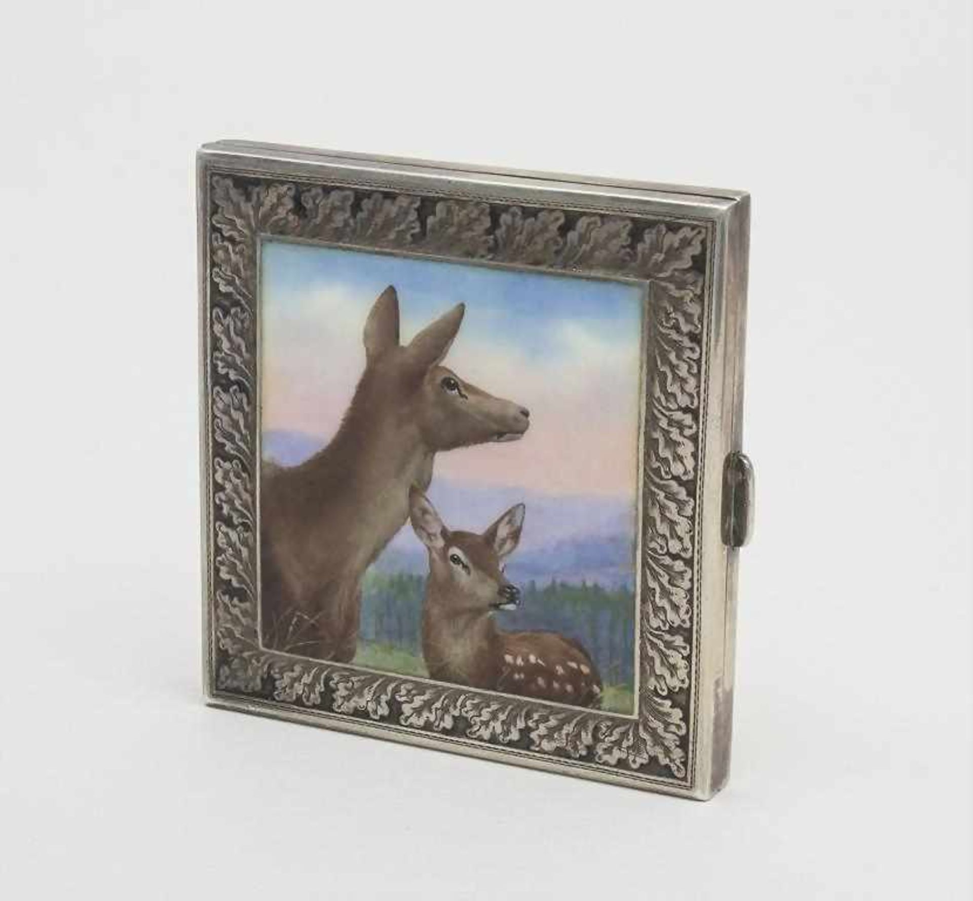 Zigarettenetui mit Emaildekor / Enameled Silver Cigarette Case, Georg Adam Scheid (1837-1921), Wien,