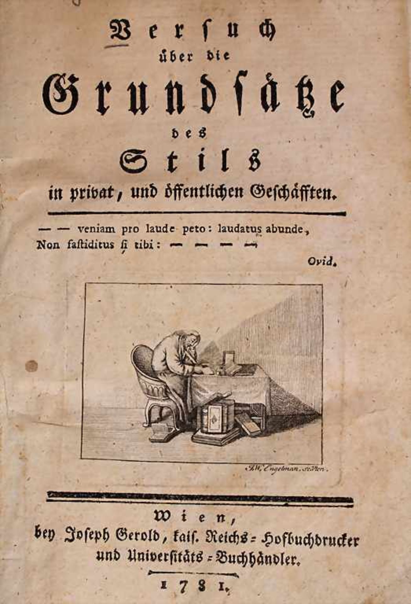 'Versuch über die Grundsätze des Stils', 1781Untertitel: in privat, und öffentlichen Geschäfften,