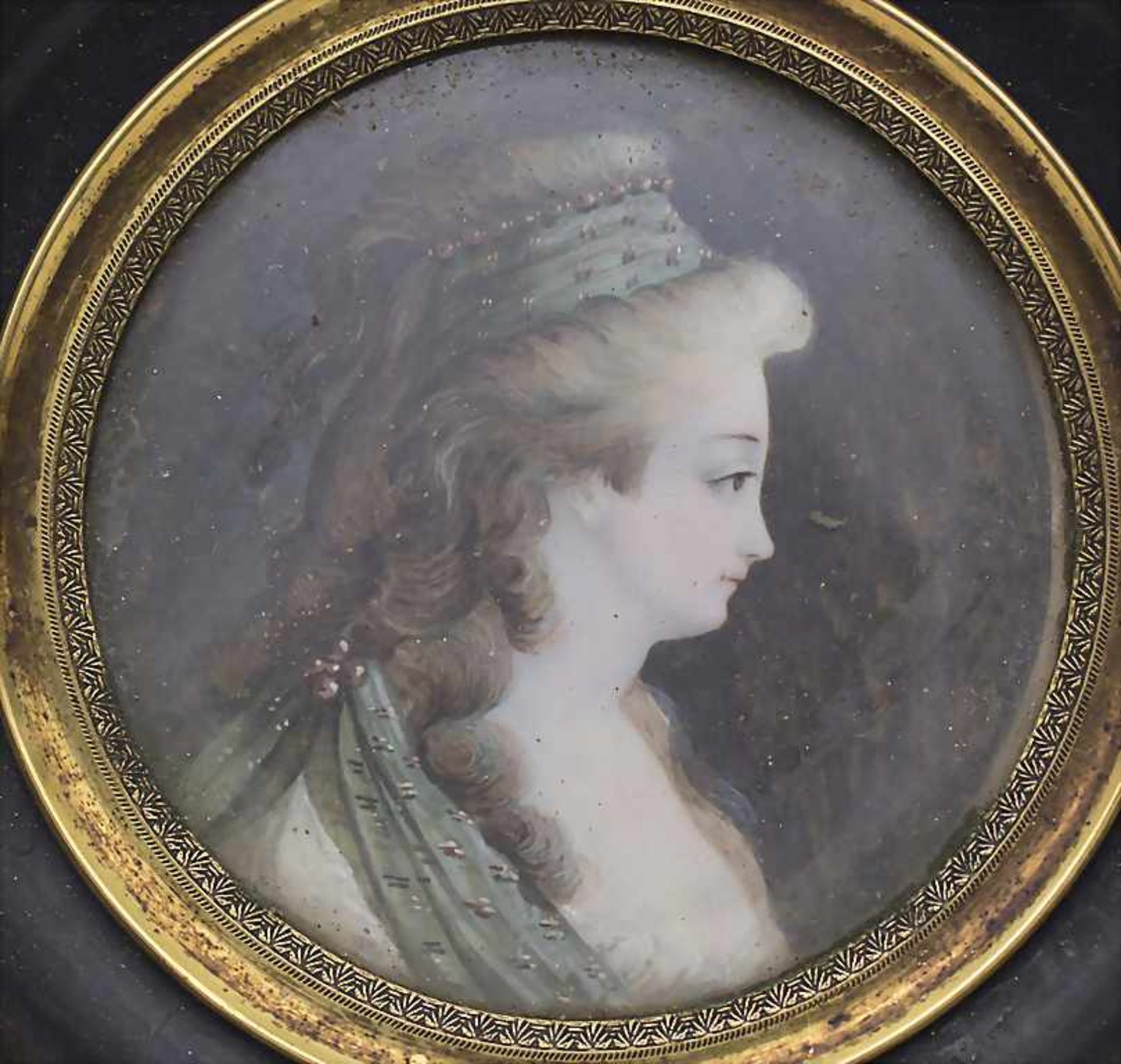 Miniatur-Profil-Portrait der Prinzessin von Polignac / A miniature portrait of Princess de Polignac, - Bild 2 aus 3