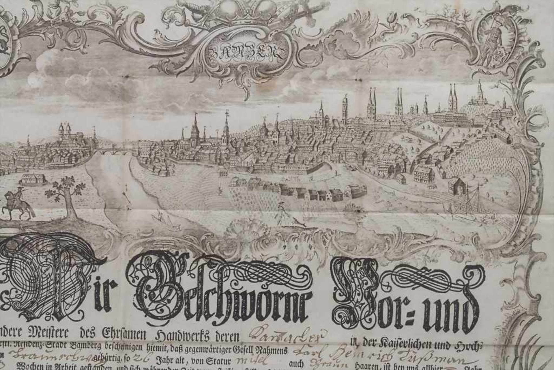 Meisterbrief der Küferzunft / master craftsman's diploma, Straßburg, 1791Technik: Kupferstich auf - Bild 3 aus 4