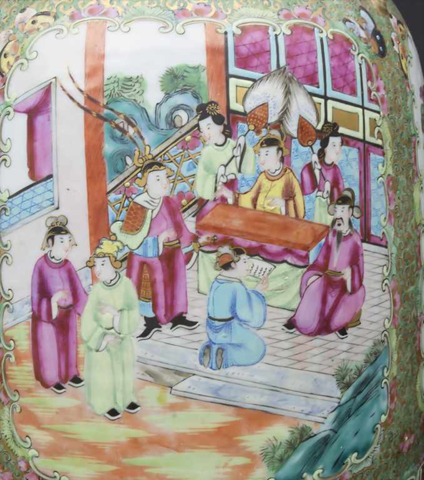 Porzellan Ziervase,'Famille Rose', China, 19. Jh.Material: Porzellan, polychrome Emailmalerei, - Bild 5 aus 15