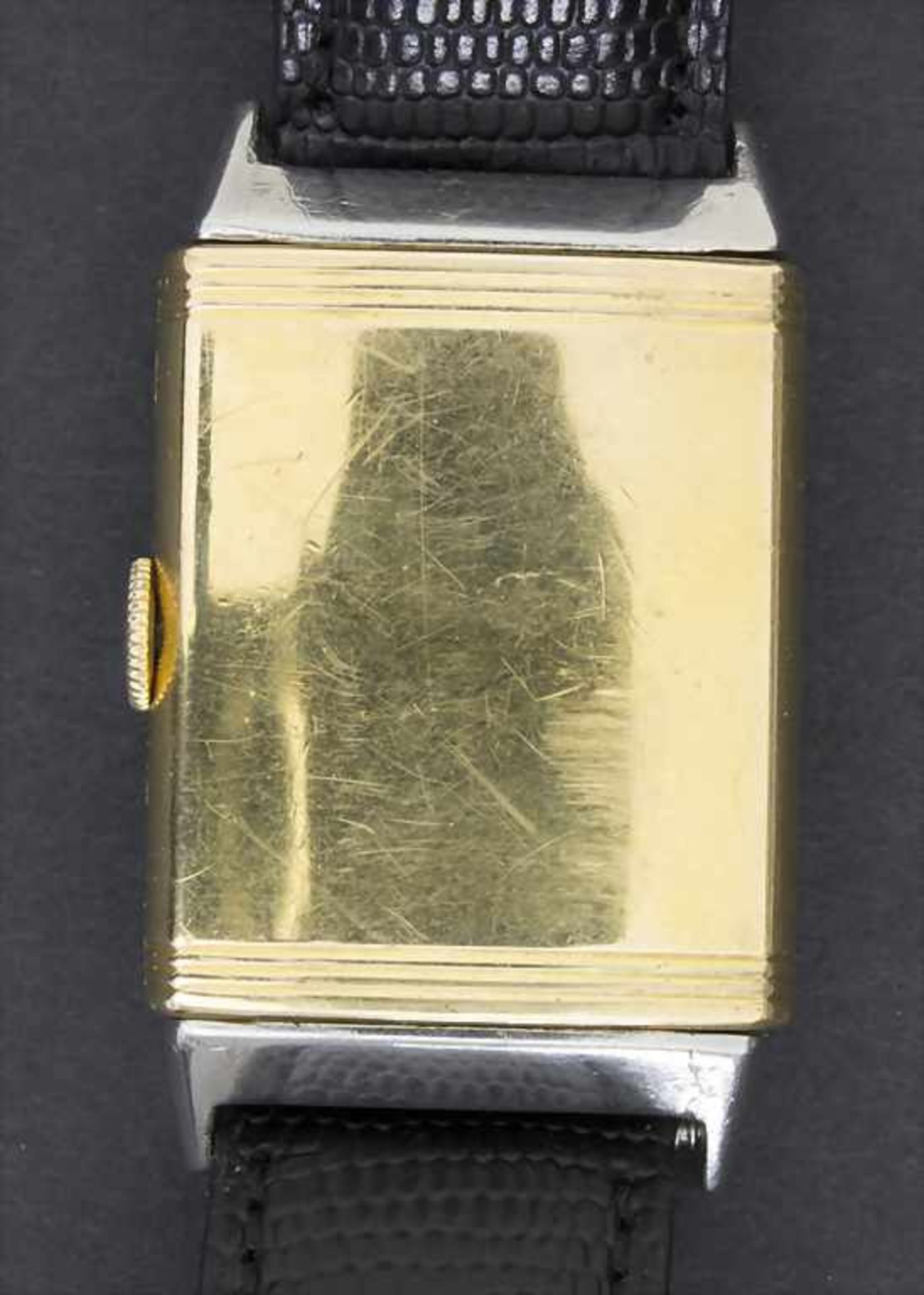 Jaeger Le Coultre, Reverso, Schweiz, um 1935Material: gewölbtes Gehäuse Stahl / Gold 750/000, No. - Image 3 of 5