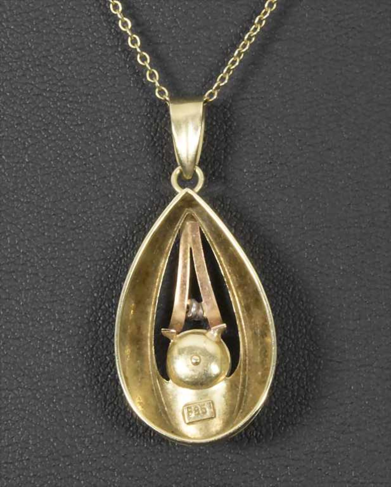 Collier und Ohrstecker,Material: GG 585/000, Perlen und Diamant,Gewicht: 6,6 g,Länge Collier: 24 - Image 3 of 3