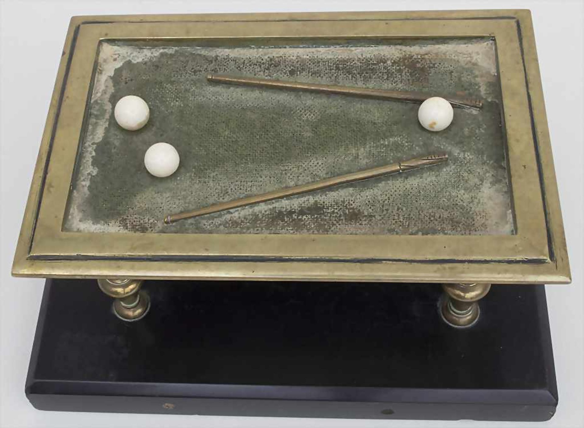 Billardtisch als Schatulle / A pool table as lidded box, deutsch, um 1900Material: Marmor Sockel, - Image 4 of 4