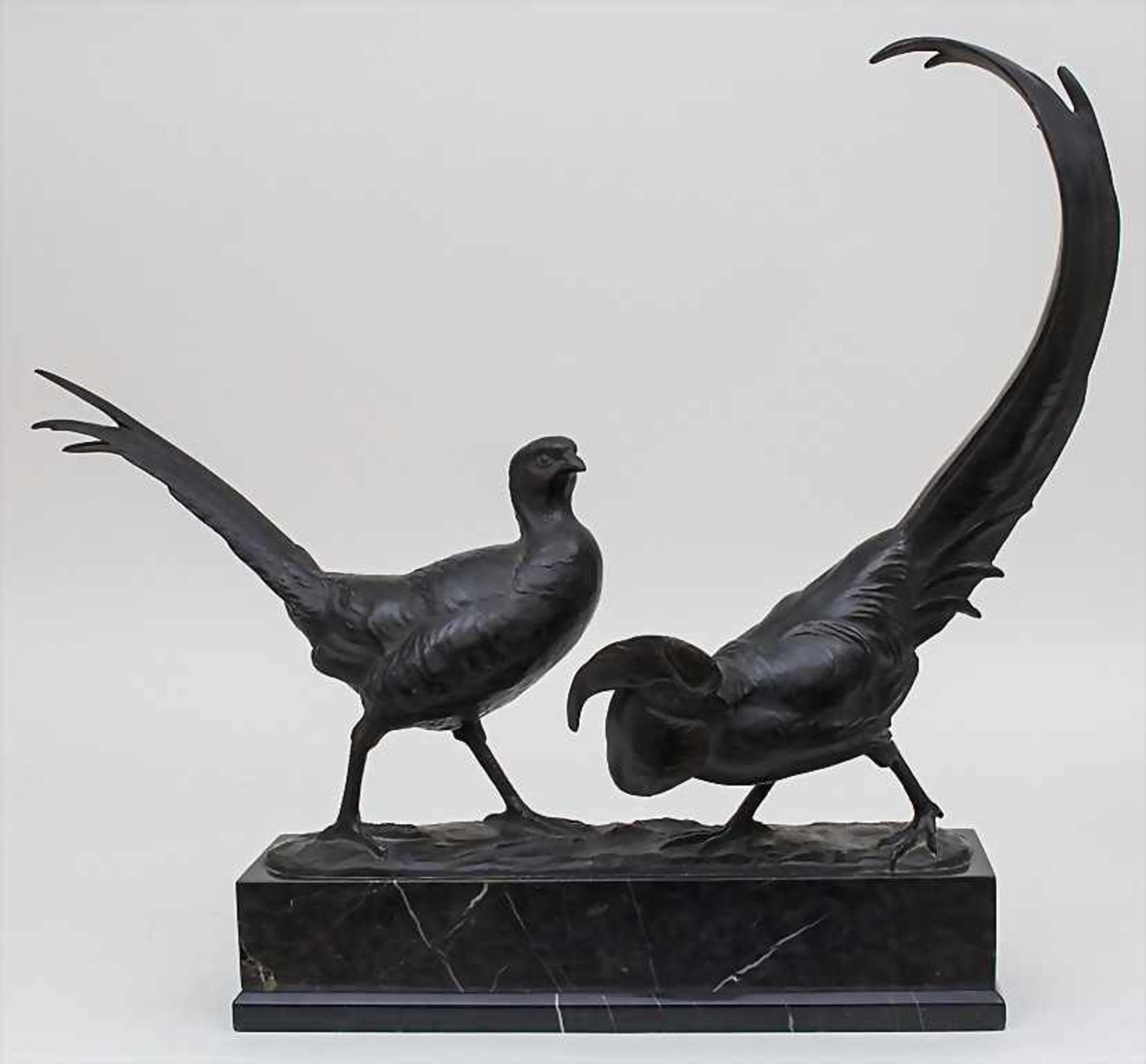 Paar Goldfasanen / A pair of golden pheasant, Anton Büschelberger, 1869-1934Material: Bronze