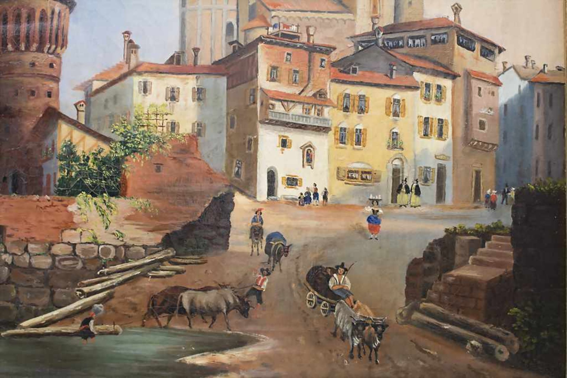 Künstler des 19. Jh., 'Ansicht einer belebten Stadt' / 'A view of a lively city'Technik: Öl auf - Bild 3 aus 4