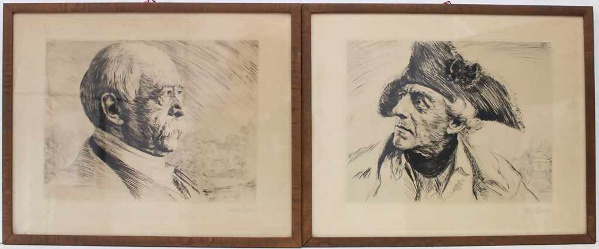 Hans Baur (1829-1897), Porträts 'Bismarck' und 'Friedrich II' / 2 portraits 'Bismarck' and '