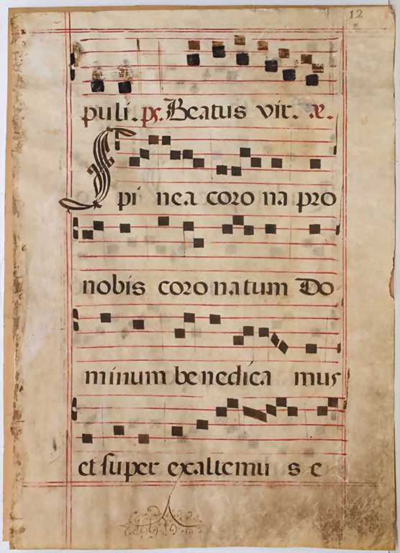 Missale-Blatt, 15. JhMaterial: Pergament bemalt, hinter Glas gerahmt.Herkunft: aus Besitz der