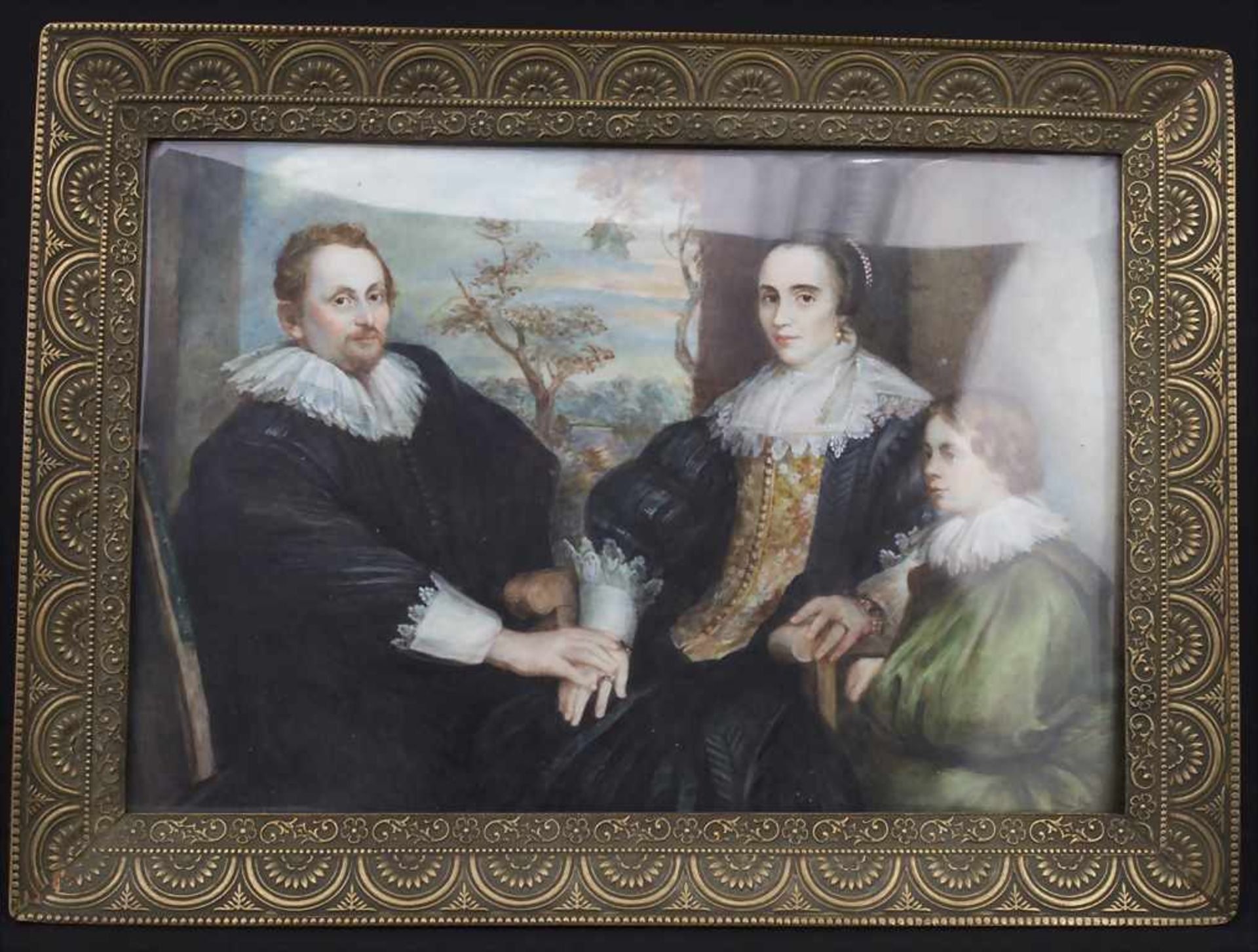 Miniatur nach Anthonis van Dyck (1599-1641) 'Bildnis des Sebastian Leerse und seiner Familie', um