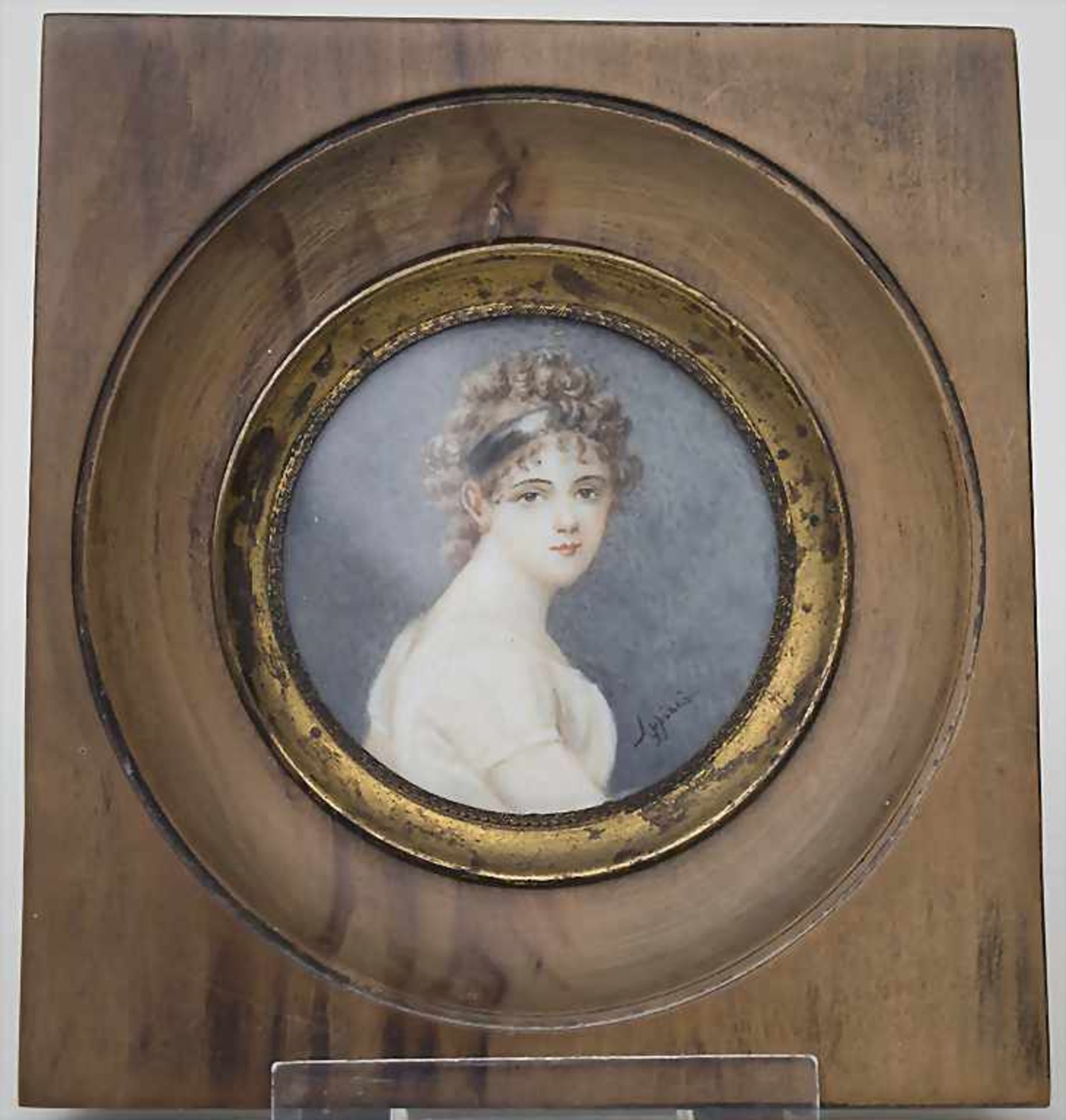 Miniatur-Portrait einer jungen Dame / A miniature portrait of a young lady, Frankreich, Anfang 19. - Bild 2 aus 3