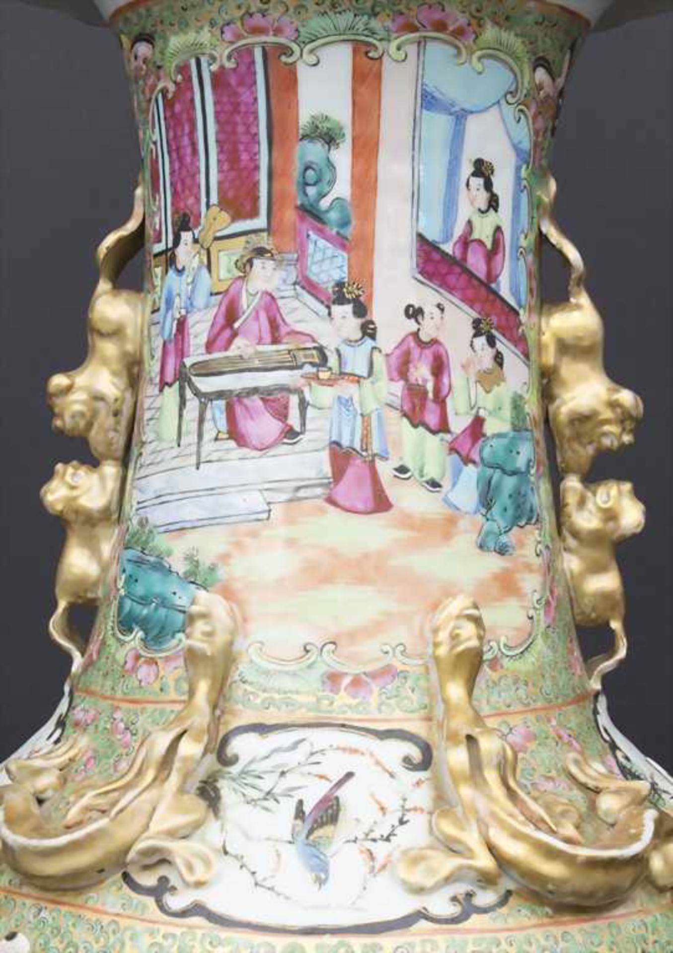 Porzellan Ziervase,'Famille Rose', China, 19. Jh.Material: Porzellan, polychrome Emailmalerei, - Bild 12 aus 15