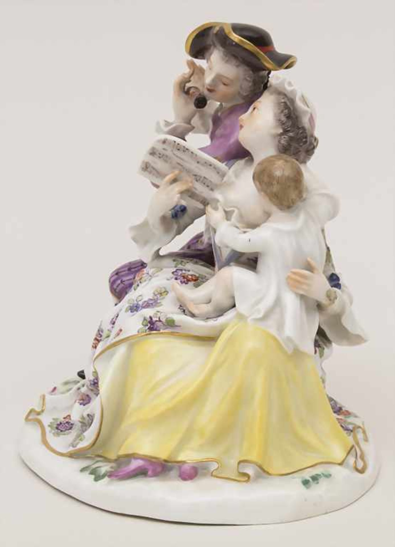 Figurengruppe einer galanten Famile / A figural group of a gallant familiy, Meissen, nach - Image 3 of 6