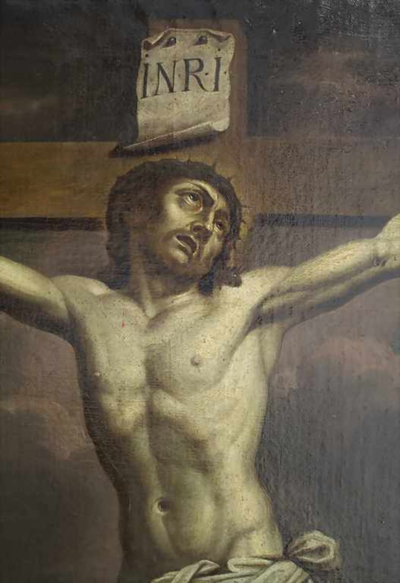 Künstler des 18. Jh., 'Kreuzigungsszene' / 'A crucifixion scene'Technik: Öl auf Leinwand ( - Image 2 of 4