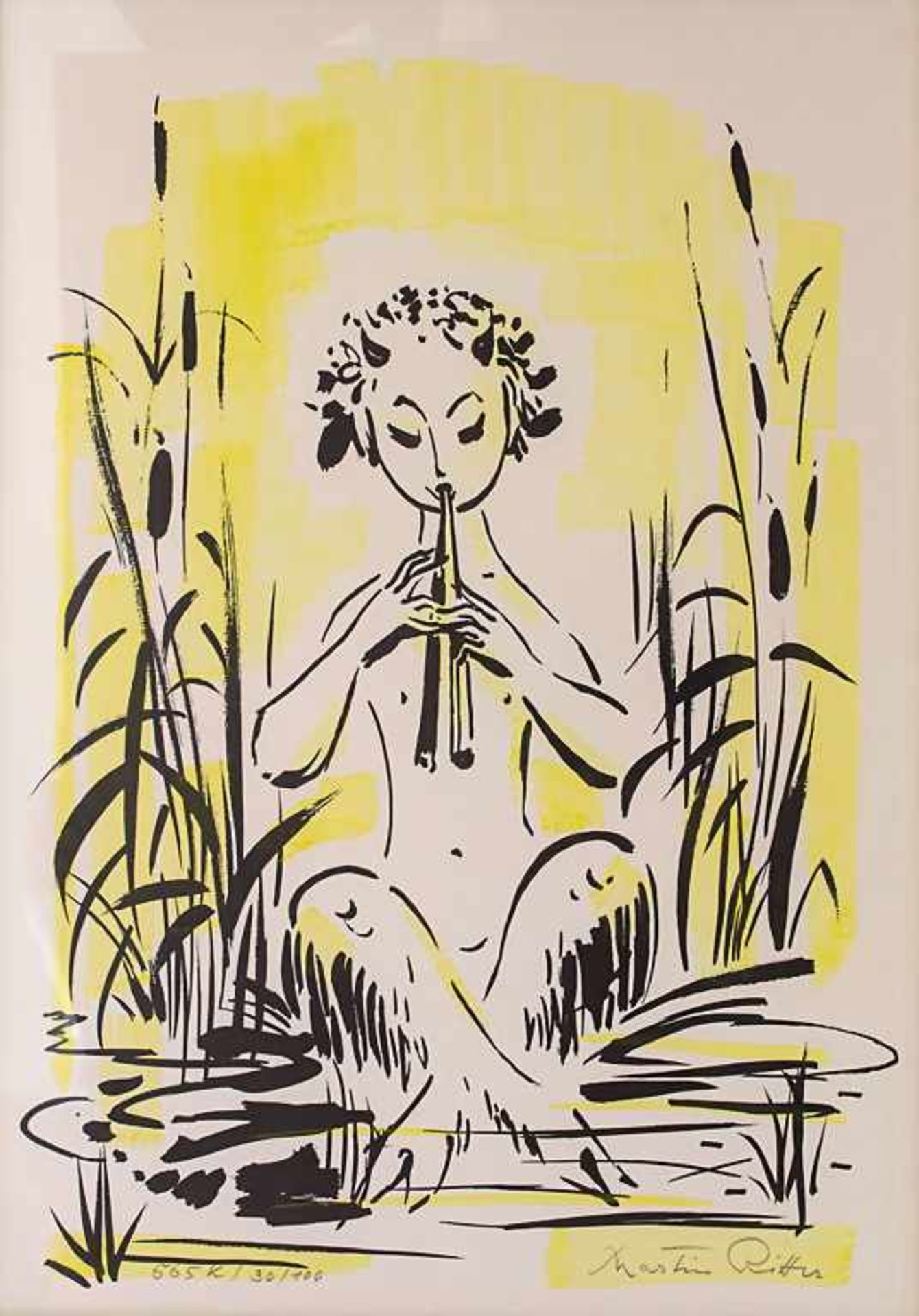 Martin Ritter (1905-2001), 'Sitzender Faun mit Panflöte' / 'A sitting faun with pan flute'Technik: