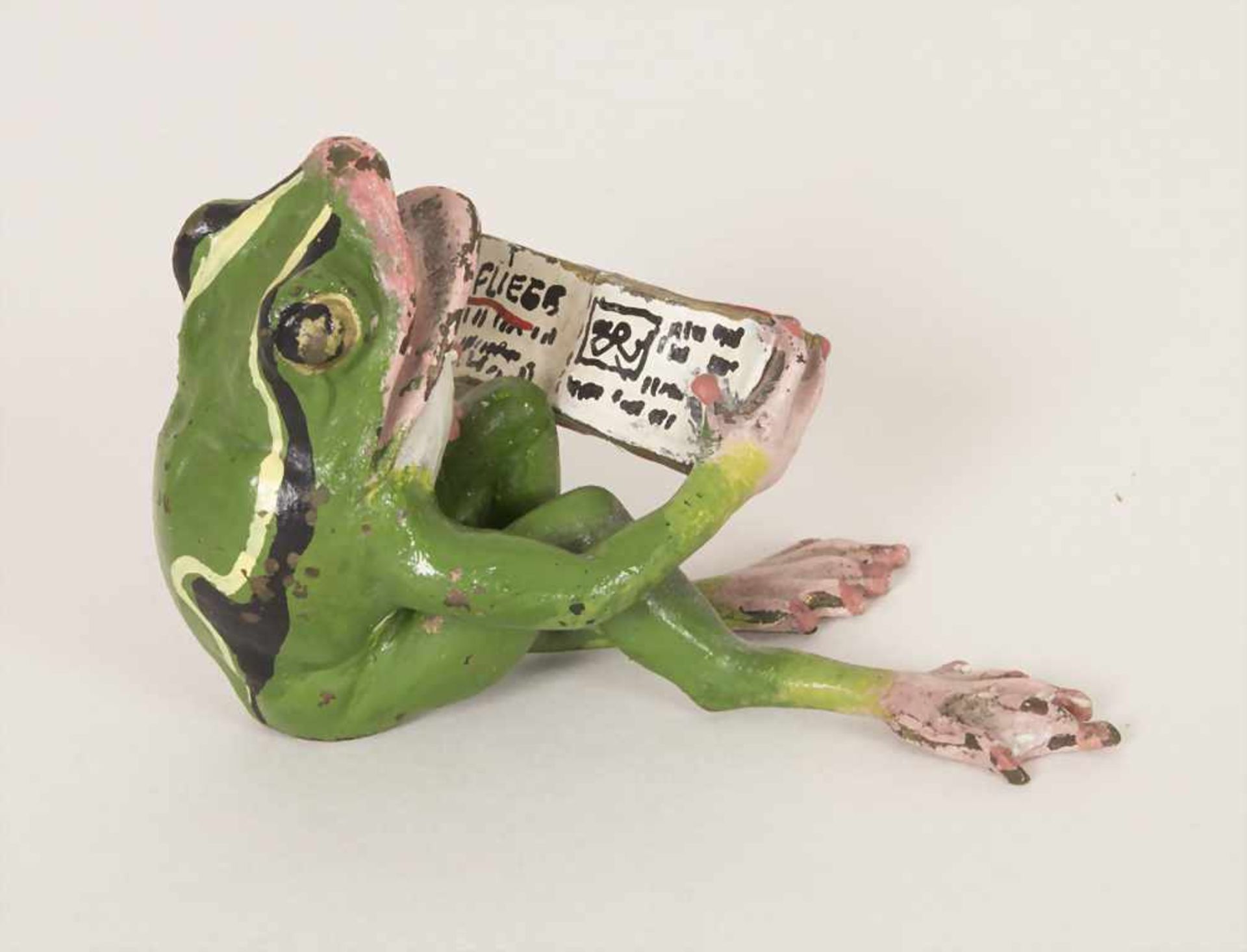 Wiener Bronze 'Lesender Frosch' / Wiener Bronze 'Reading frog'Technik: Bronze, farbig staffiert, - Image 2 of 4