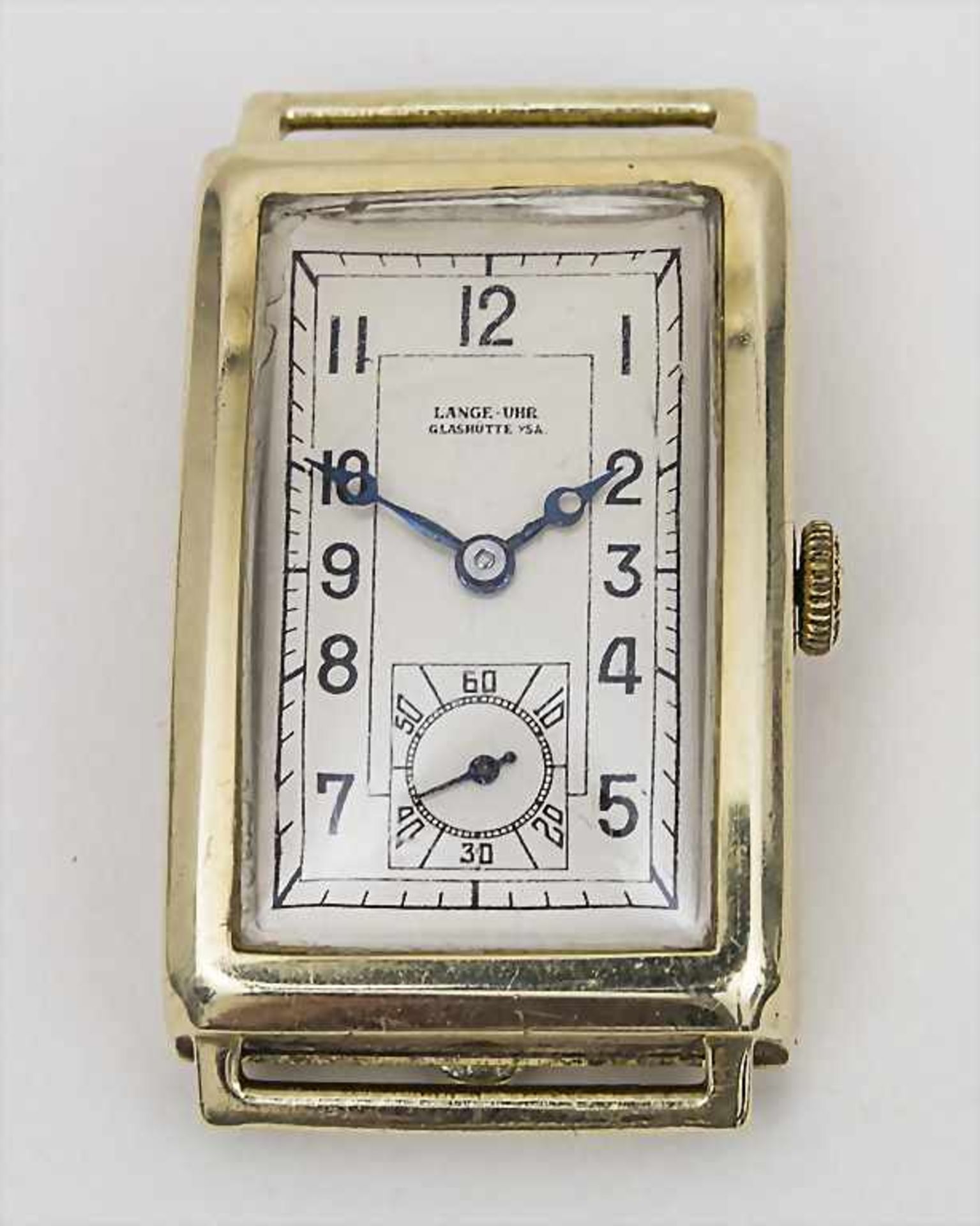 Herrenarmbanduhr / Wristwatch, LANGE-Uhr, Glashütte in Sachsen, ca. 1942Gehäuse: Gold 585/000,