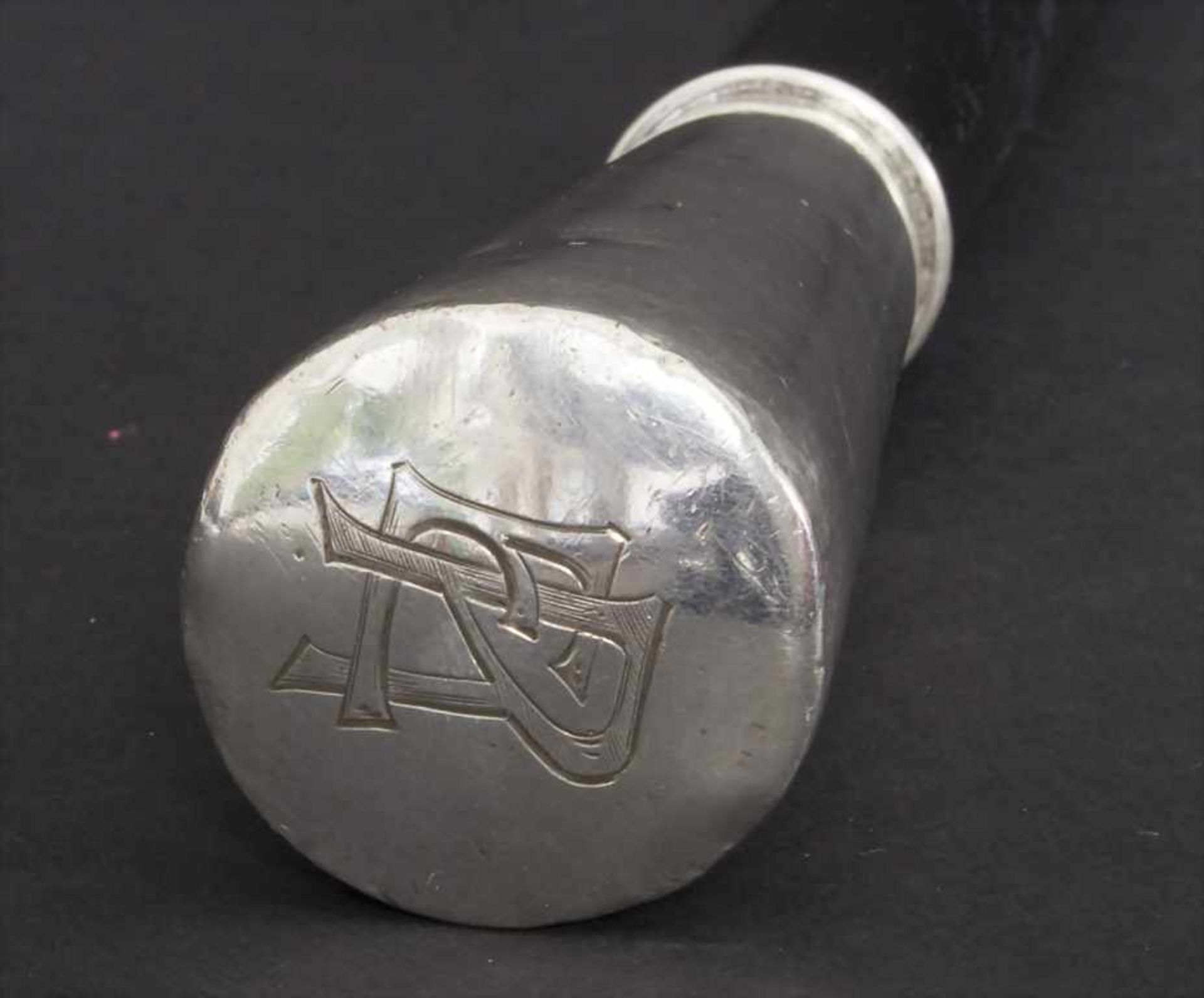 Gehstock mit Silberknauf / A cane with silver handle, Ende 19. Jh.Material: Hartholz, ebonisiert ( - Bild 5 aus 6