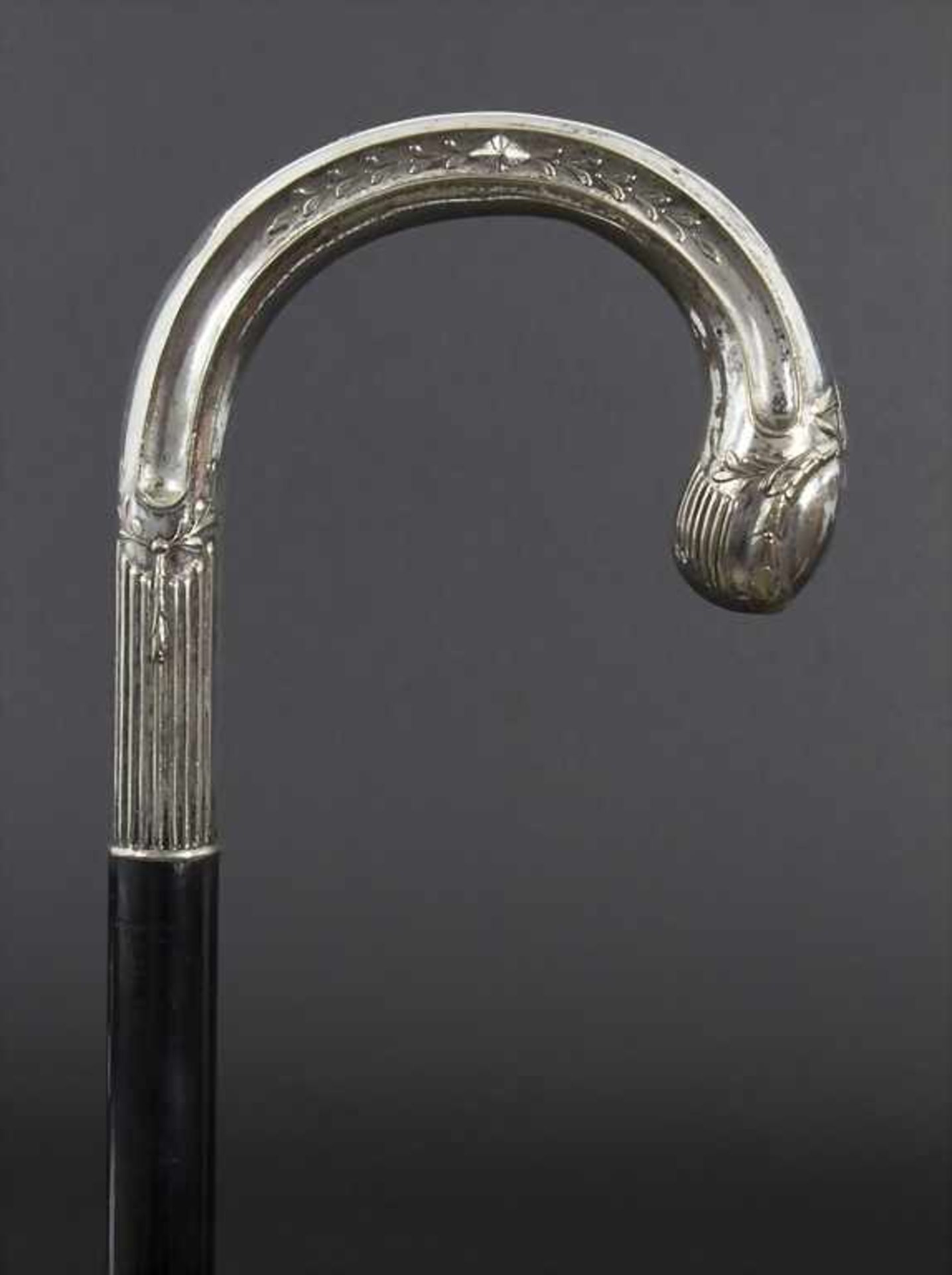 Gehstock mit Silbergriff / A cane with silver handle, um 1900Material: Messing, versilbert ( - Bild 2 aus 6