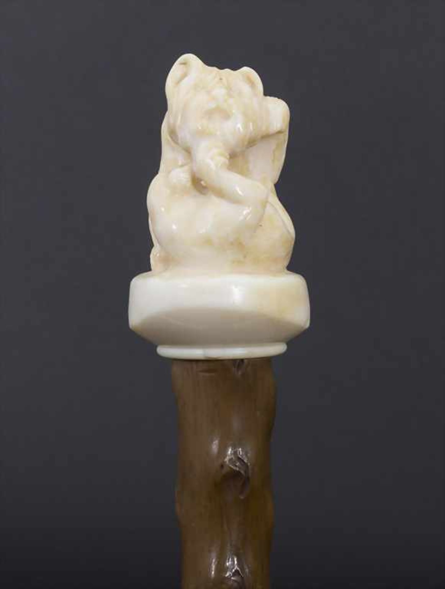 Gehstock mit Elfenbeingriff 'Spielende Hunde' / A cane with ivory handle 'playing dogs', um
