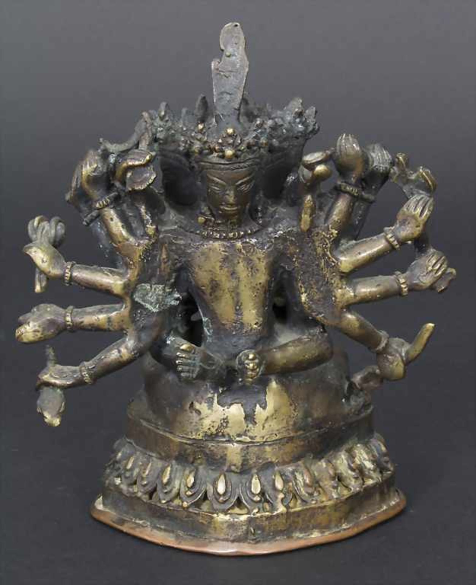 Sarvavid Vairocana vereint mit Shakti auf Lotosthron, Tibet, 17. JhMaterial: Bronze des Vierköpfigen - Bild 3 aus 6