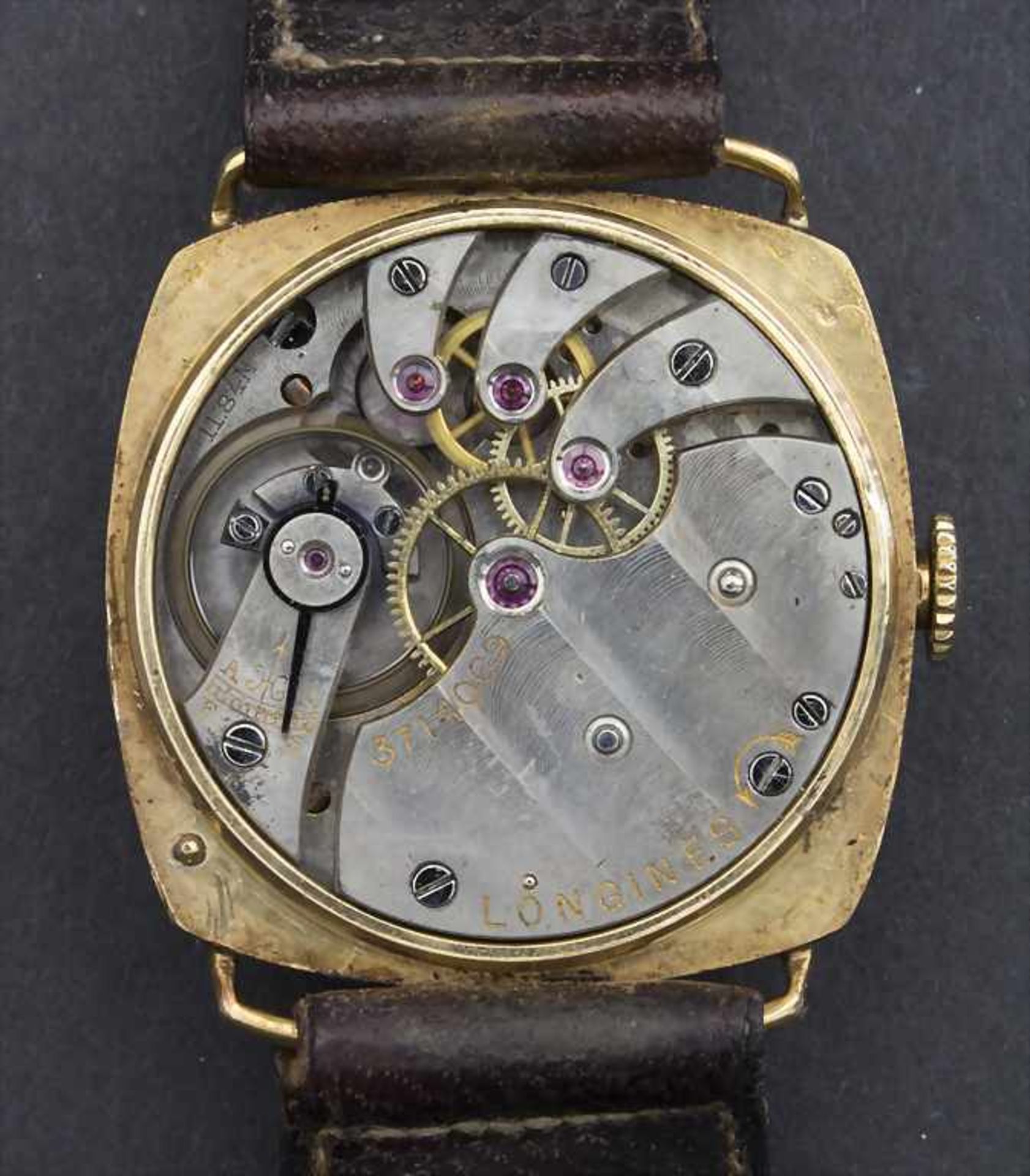 HAU, Longines, Schweiz, um 1930Gehäuse: 18 Kt. 750/000 Gold, Nr. 3714069, Dornschließe ebenfalls - Image 2 of 4