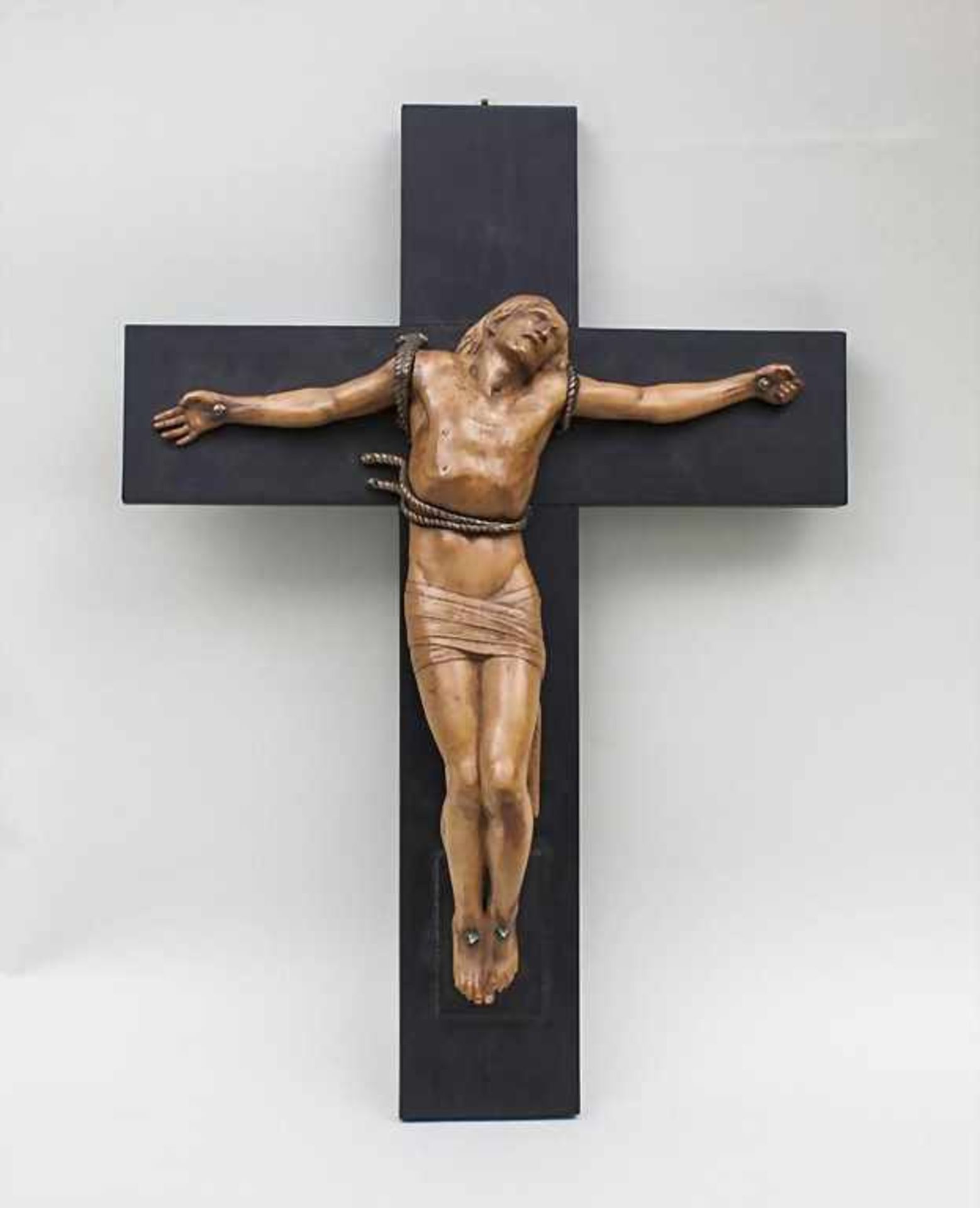 Leidender Christus am Kreuz/Crucifix, Frankreich, um 1920/1930Art Déco-Schnitzerei des sterbenden - Image 2 of 2