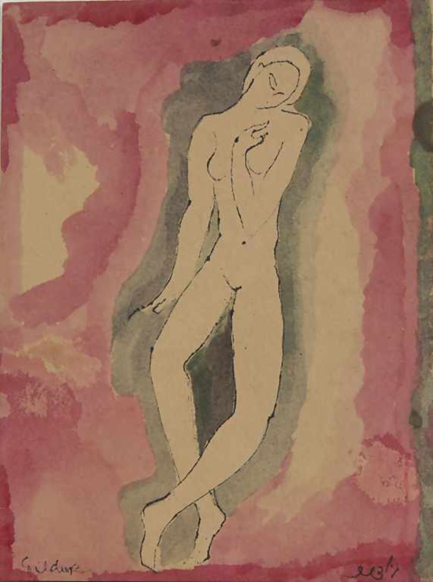 Jacob Gildor (*1948), 'Weiblicher Akt' / 'A female nude'Technik: Tusche / Aquarell auf Karton,