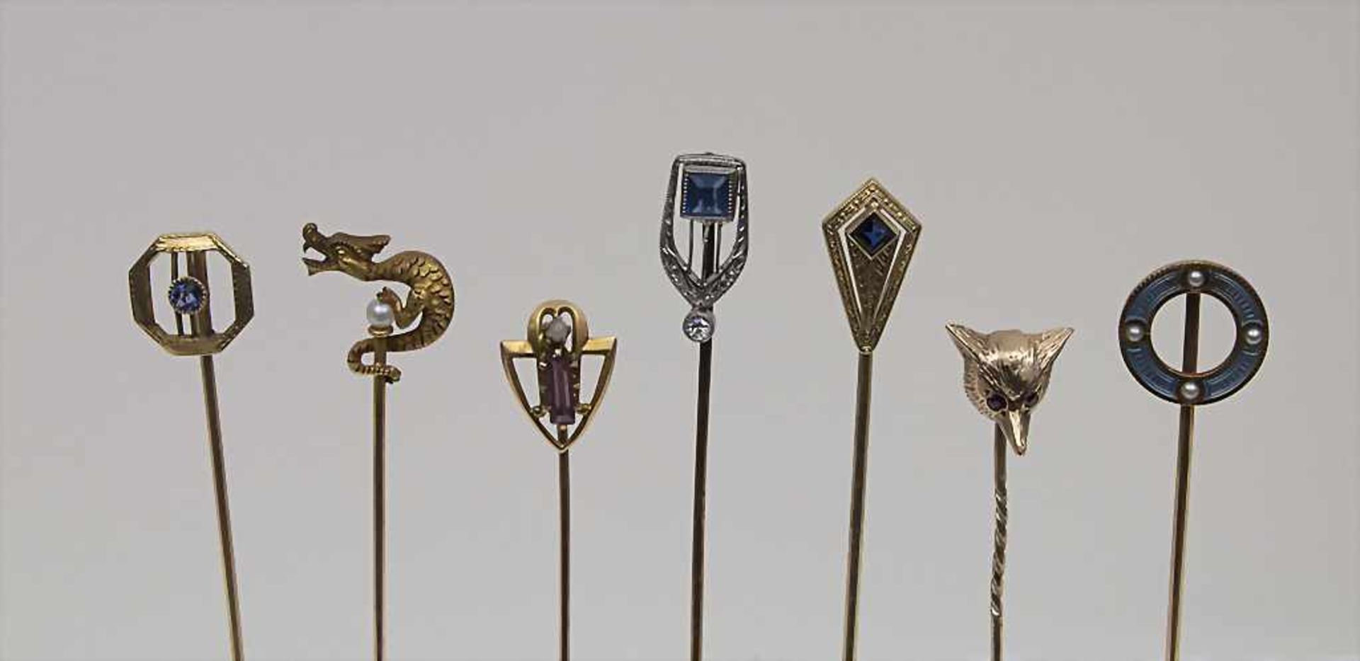 Sammlung Krawattennadeln 14 K Gold / A small collection of tie pins, um 1900 - 1950Konvolut: