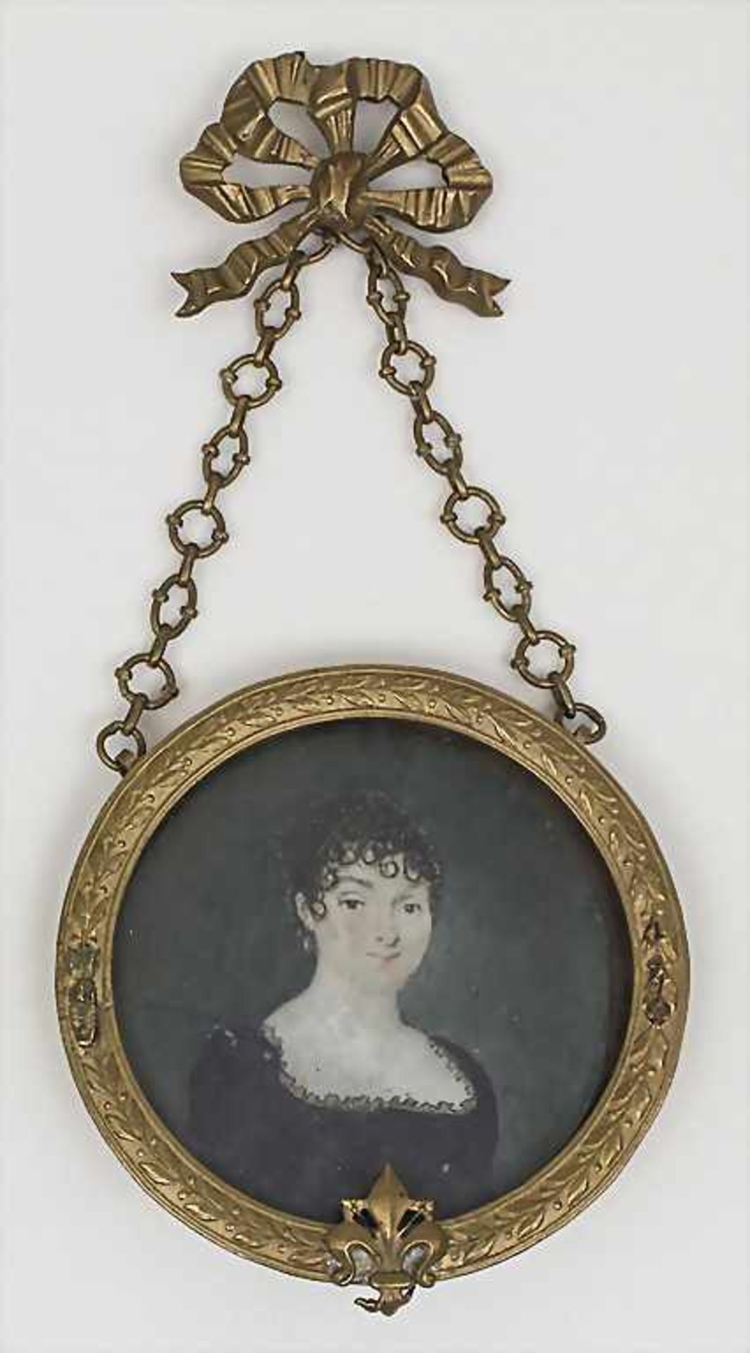Miniatur einer jungen Dame mit Lockenfrisur / A miniatur portrait of a young lady with curly