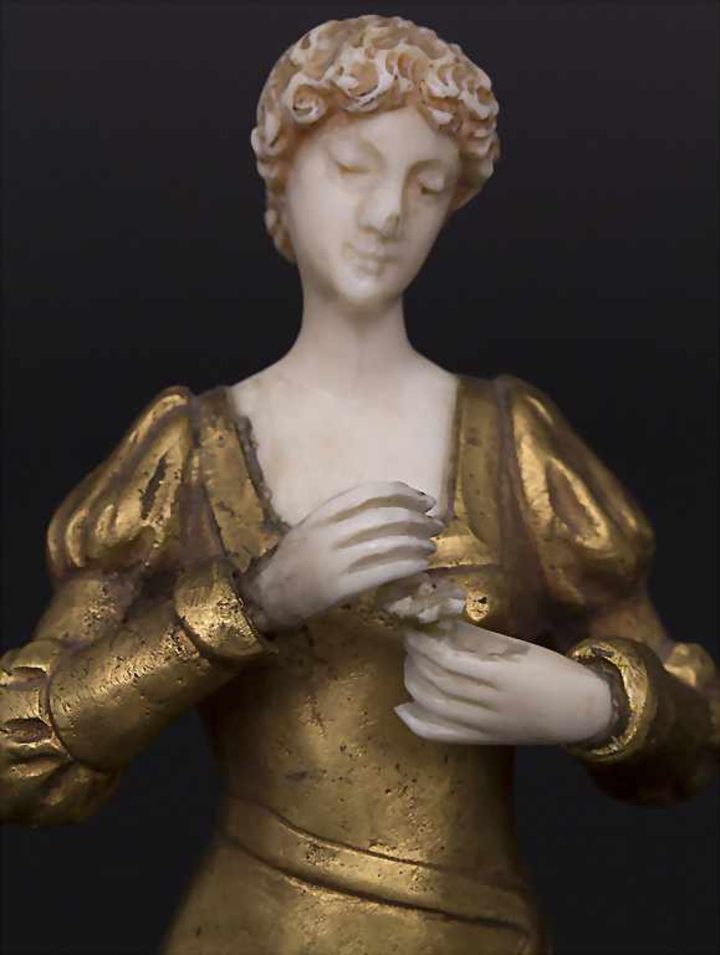Bronze-Elfenbeinfigur 'Junge Dame' / A bronze-ivory sculpture 'Young lady', Ende 19. Jh.Technik: - Image 5 of 5