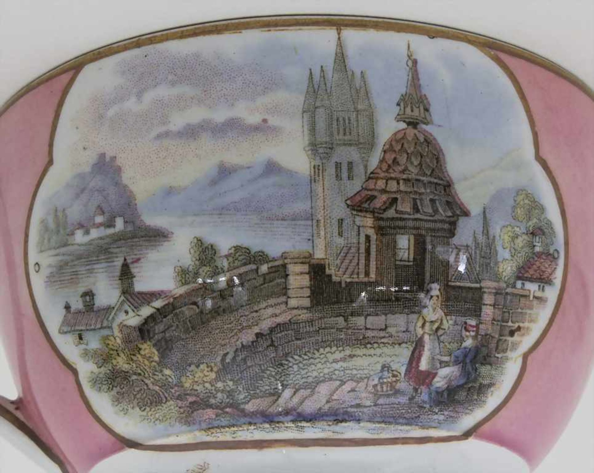 Tasse und Untertasse mit Landschaften / A cup and saucer with landscapes, F. & R. Pratt & Co., - Bild 9 aus 9