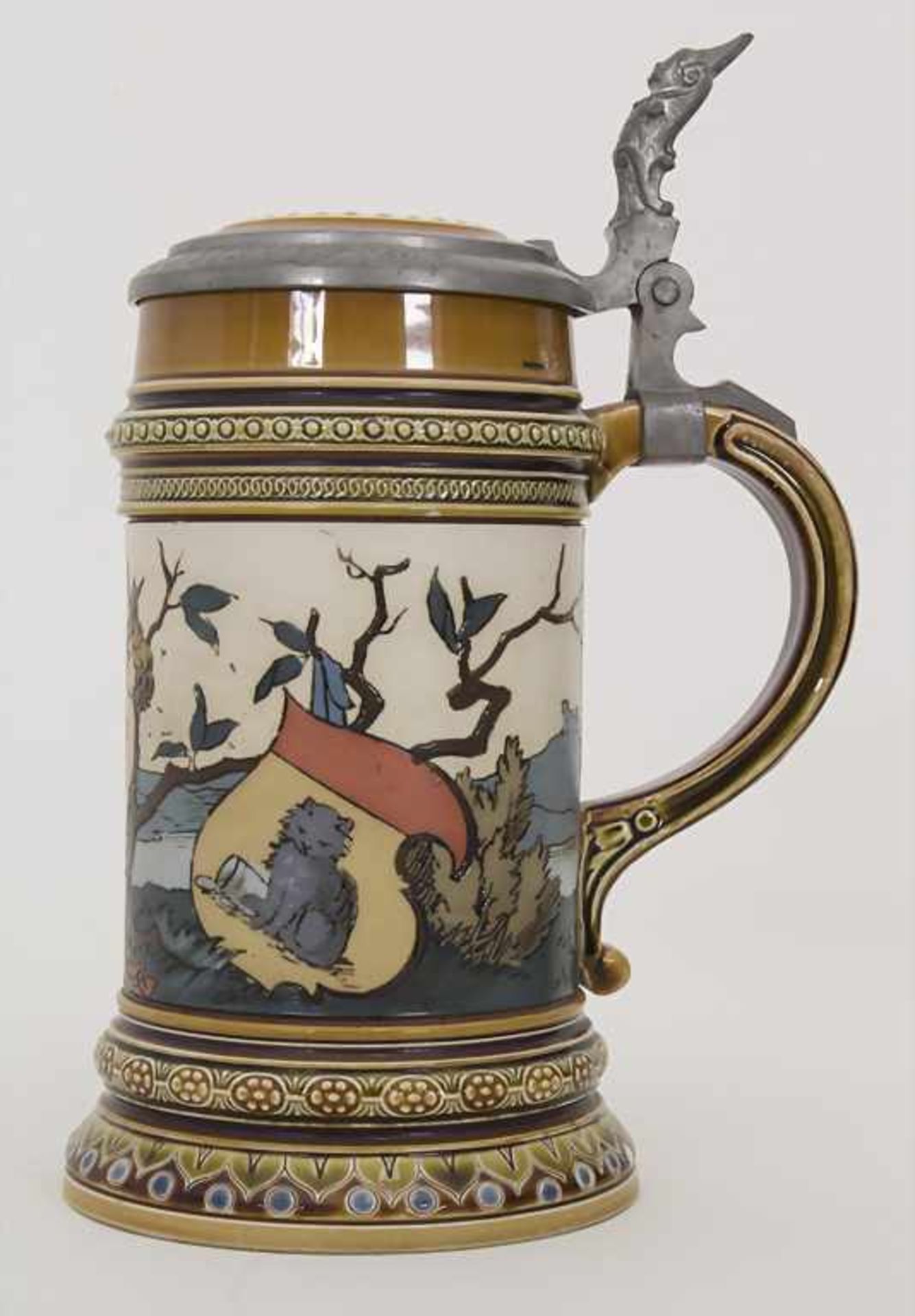 Bierkrug 0,5 L / A stoneware beer mug, Mettlach, Entwurf Christian Warth, um 1894Material: - Bild 2 aus 8