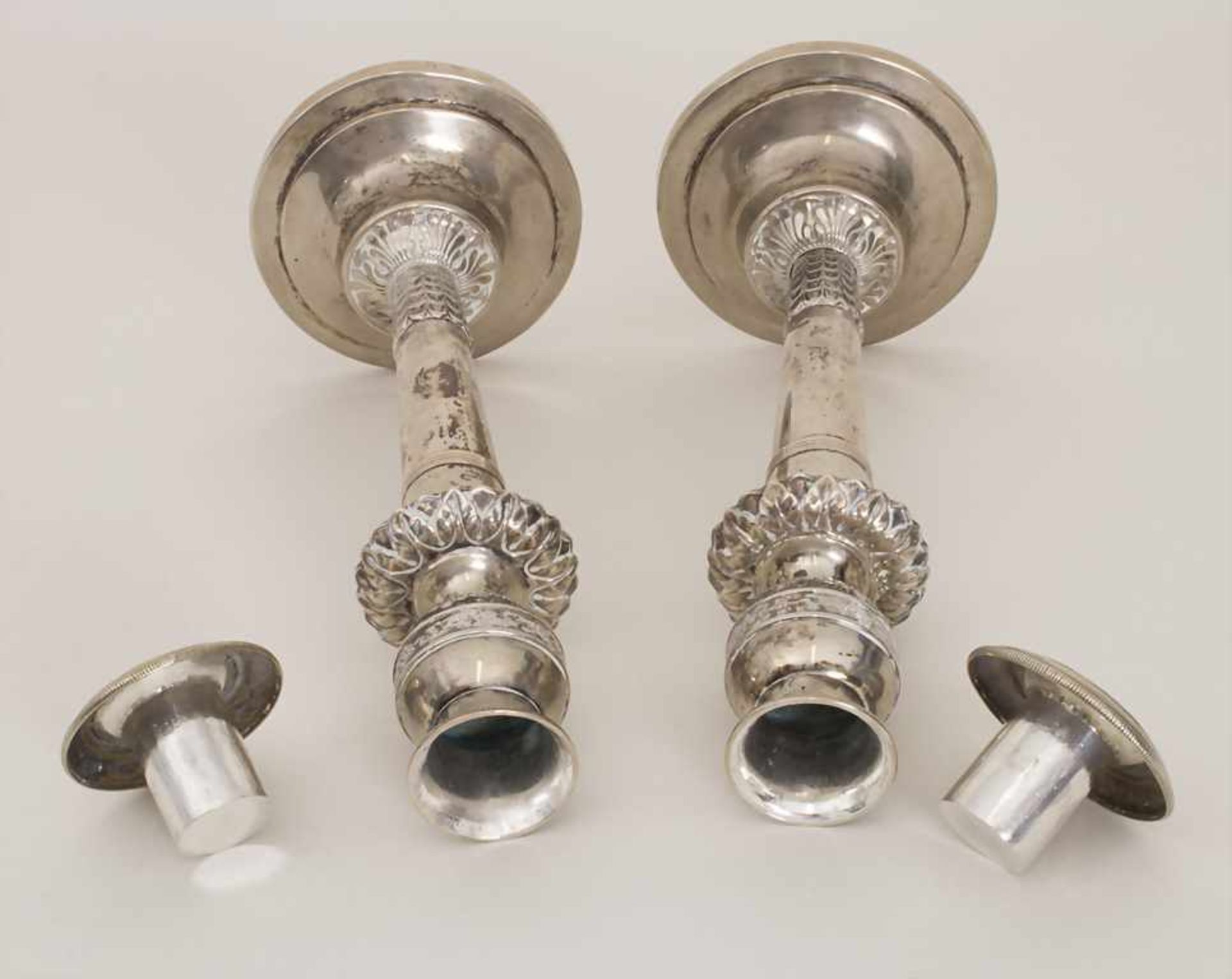 Paar Empire Kerzenleuchter / A pair of Empire silver candlesticks, Listle, um 1820Material: - Image 3 of 6