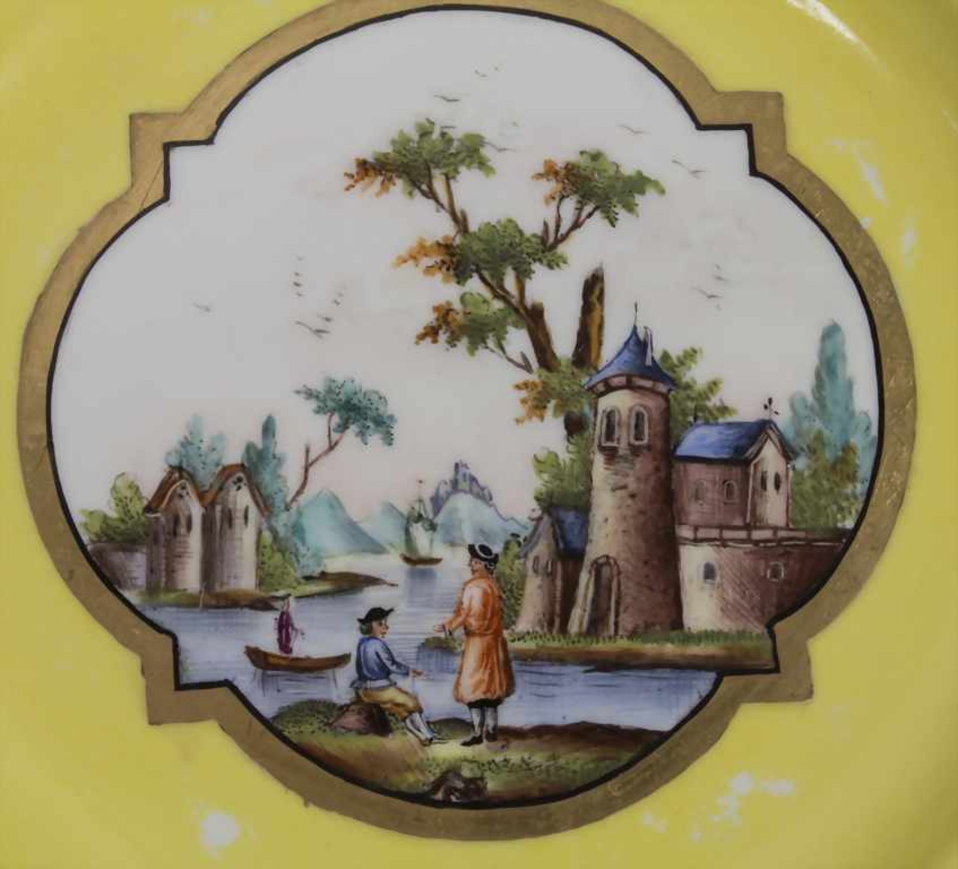 6 Ansichtenteller / 6 plates with harbour scenes, Meissen, um 1850Material: Porzellan, bemalt u. - Bild 10 aus 19