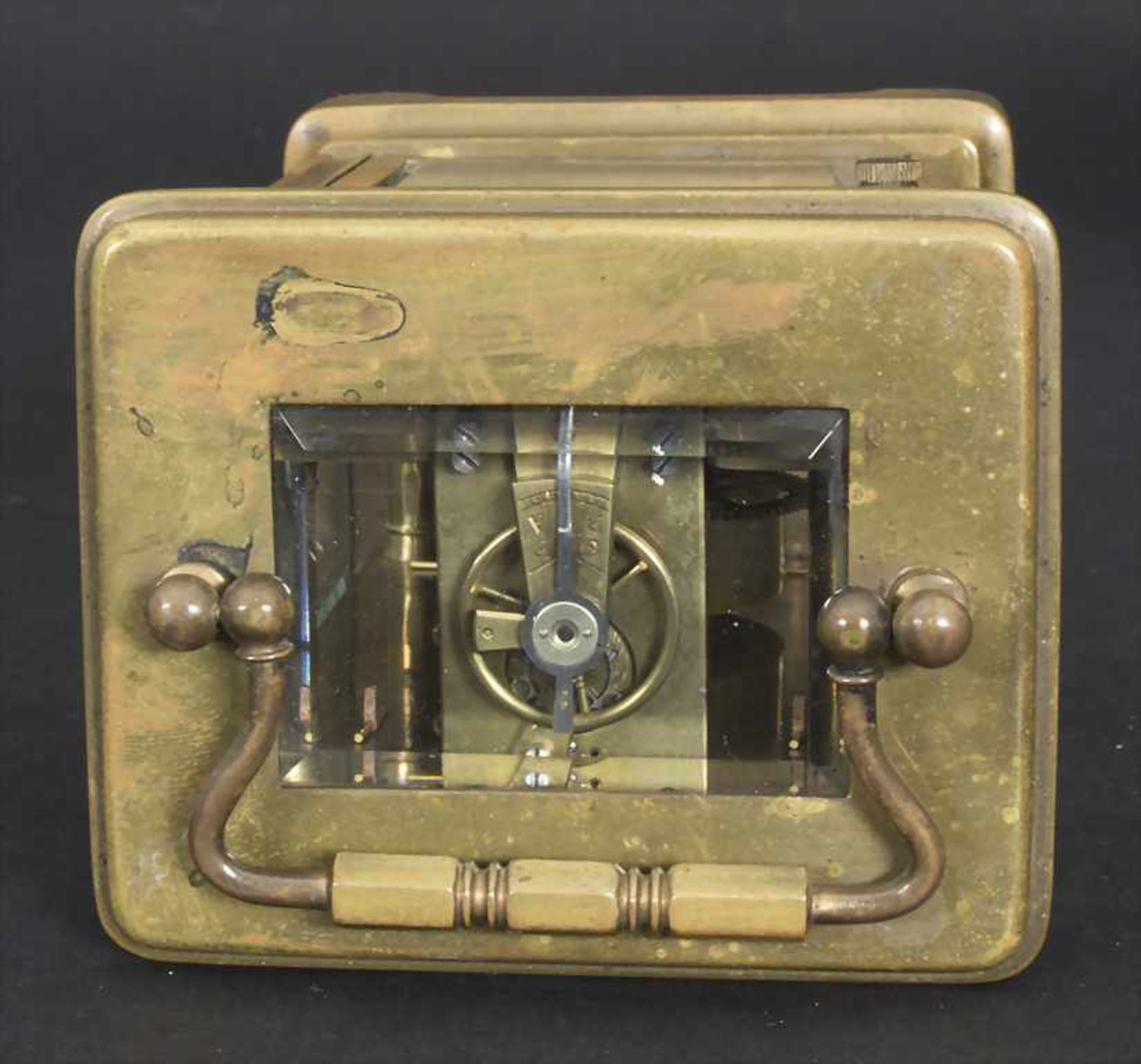 Reiseuhr / A travel clock, um 1900Material: Reiseuhr im Etui, mit Aufzug-Schlüssel,Gehäuse: rundum - Image 6 of 7