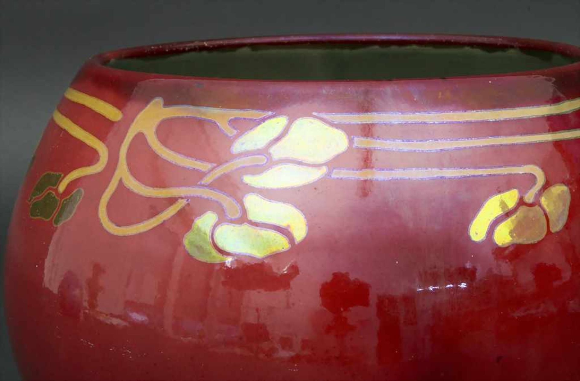 Jugendstil Vase / An Art Nouveau faience vase, Zsolnay, Pecs, um 1900Material: Feinsteinzeug, auf - Image 3 of 5