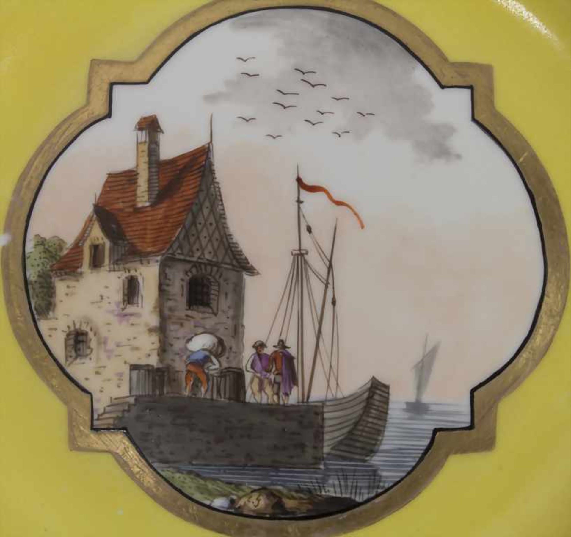 6 Ansichtenteller / 6 plates with harbour scenes, Meissen, um 1850Material: Porzellan, bemalt u. - Bild 4 aus 19