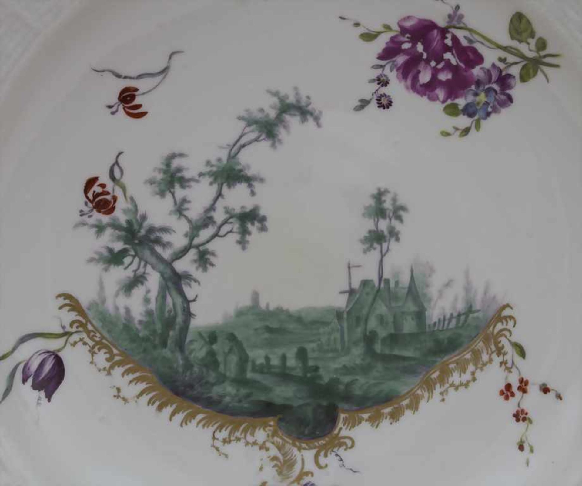 Paar Teller / A pair of plates, Frankenthal, um 1757Material: Porzellan, polychrom bemalt, glasiert, - Bild 3 aus 7