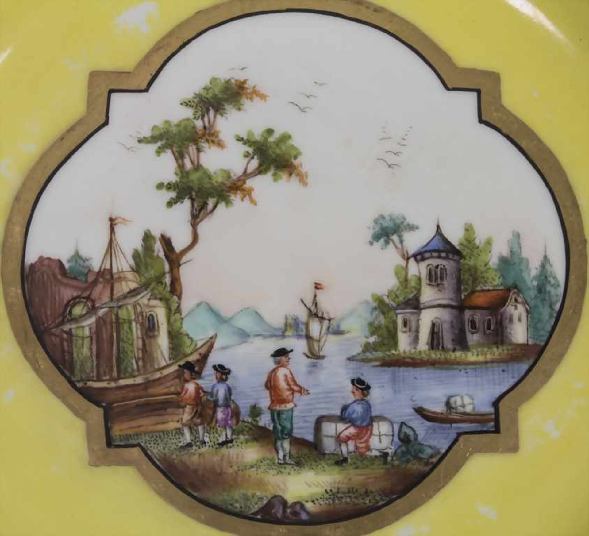 6 Ansichtenteller / 6 plates with harbour scenes, Meissen, um 1850Material: Porzellan, bemalt u. - Bild 18 aus 19