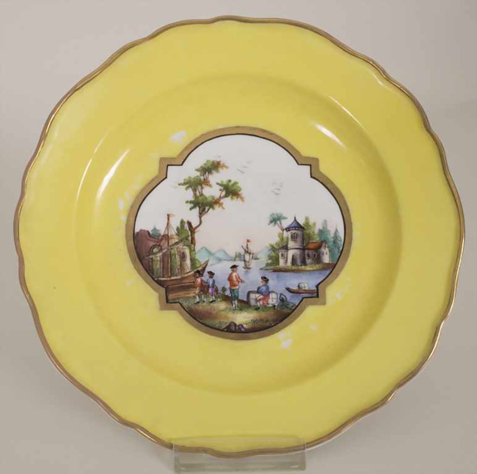 6 Ansichtenteller / 6 plates with harbour scenes, Meissen, um 1850Material: Porzellan, bemalt u. - Bild 17 aus 19