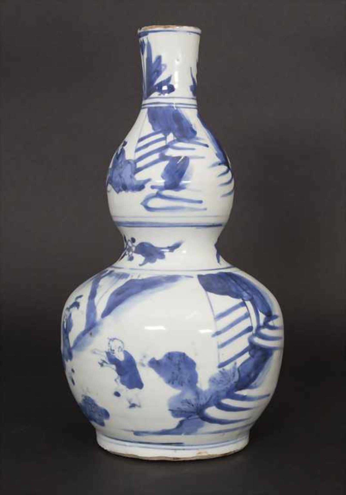 Kalebassenvase / A calabash vase, China, wohl 17. Jh.Material: Porzellan, blaue Unterglasurmalerei, - Bild 2 aus 17