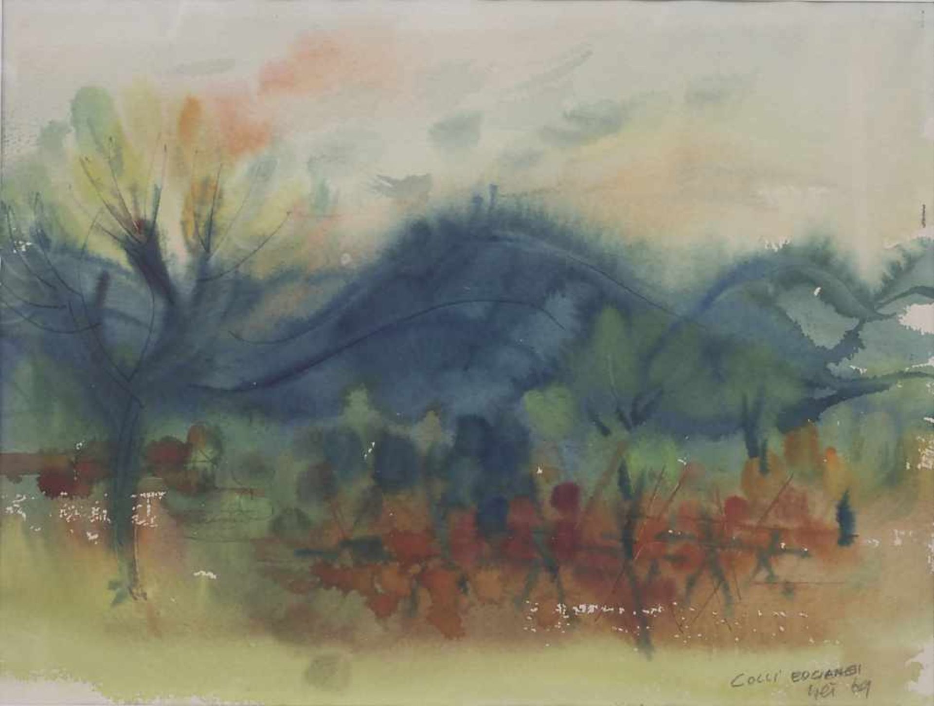 Künstler der 1960er Jahre, 'Baumbestandene Landschaft' / 'A landscape with trees'Technik: Aquarell