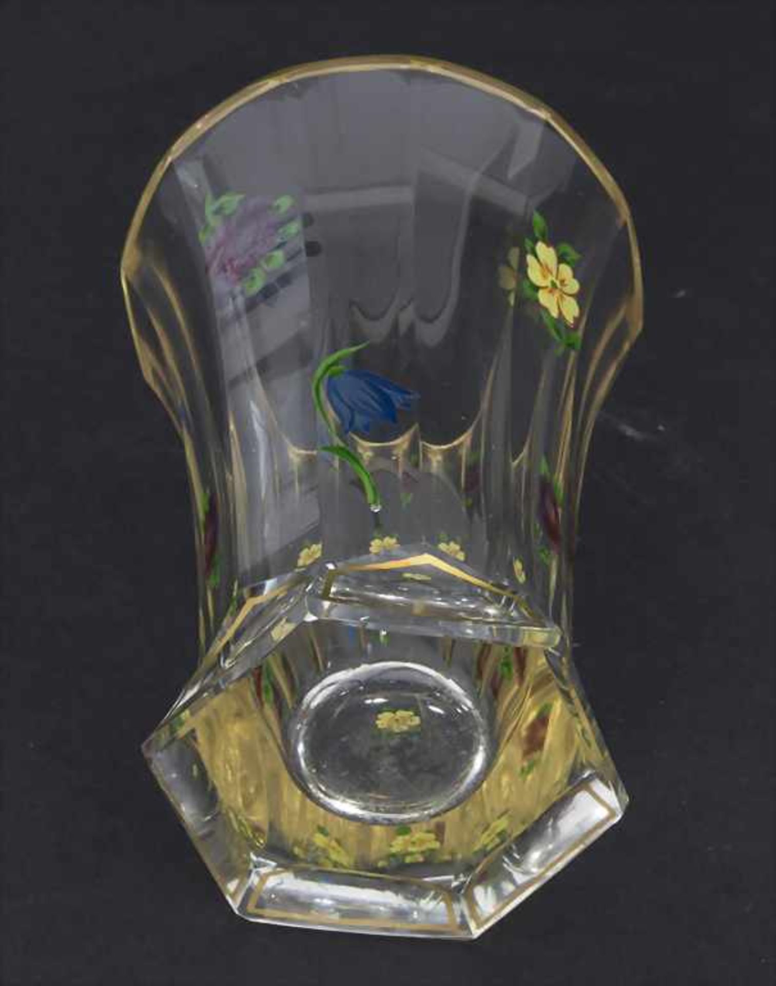 Badeglas / A bath glass, deutsch, um 1800Material: farbloses Glas, Facettenschliff, Emailmalerei, - Image 4 of 4