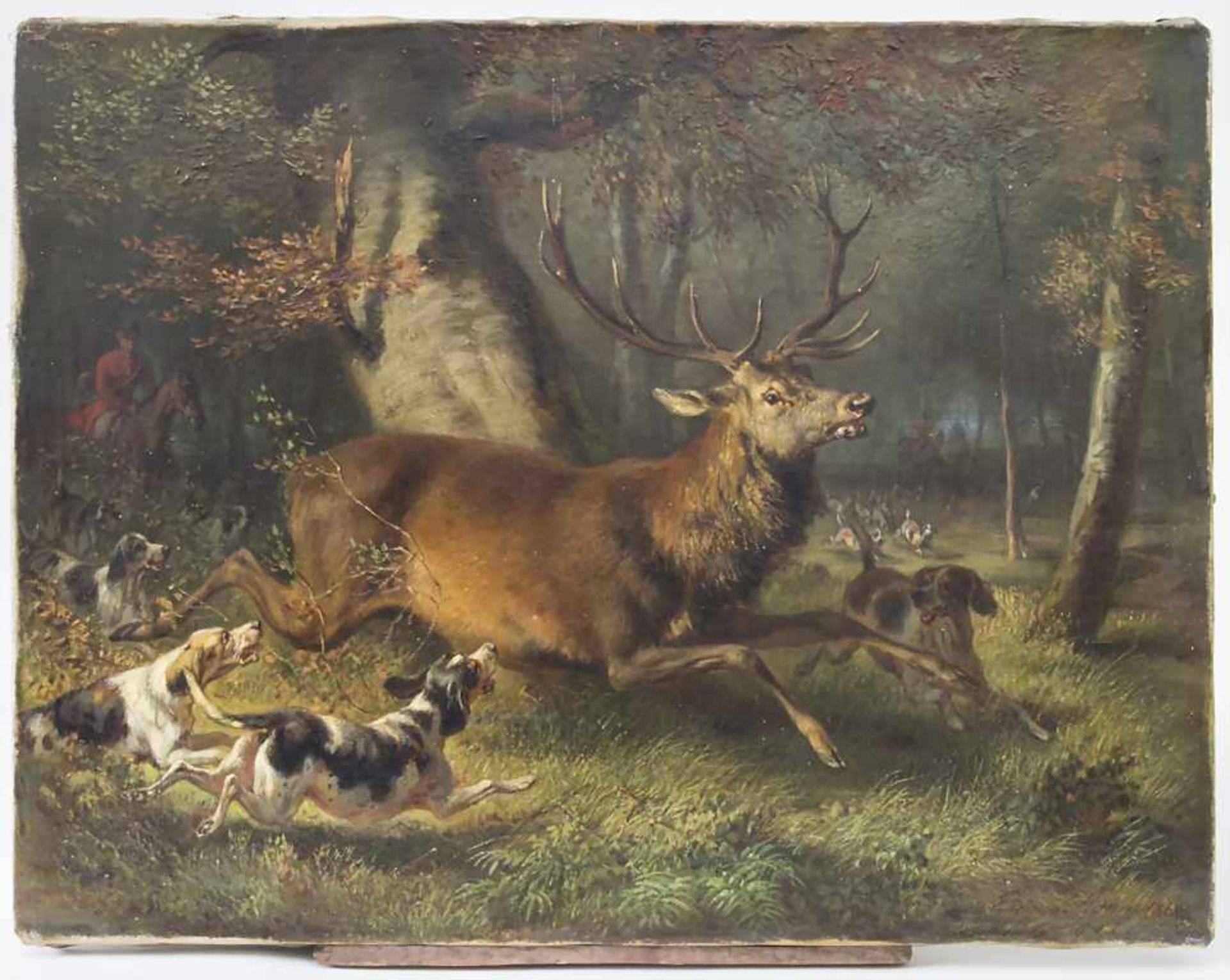 Benno Raffael Adam (1812-1892), 'Hirschjagd' / 'A stag hunt'Technik: Öl auf Leinwand, Datierung: