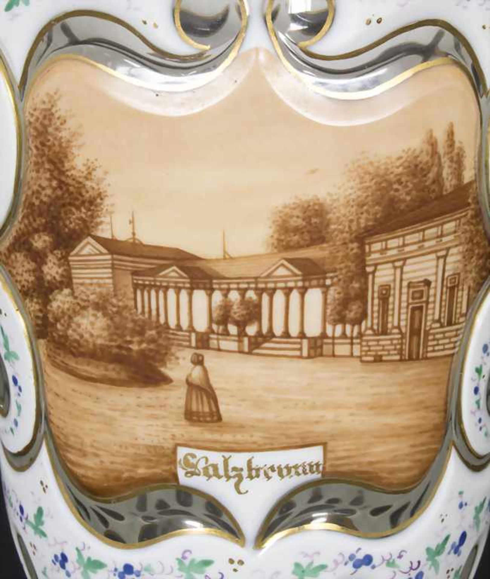 Biedermeier Bäderglas / A Biedermeier glass beaker with opaque enamel, Gräflich Schaffgotsch'sche - Image 2 of 8