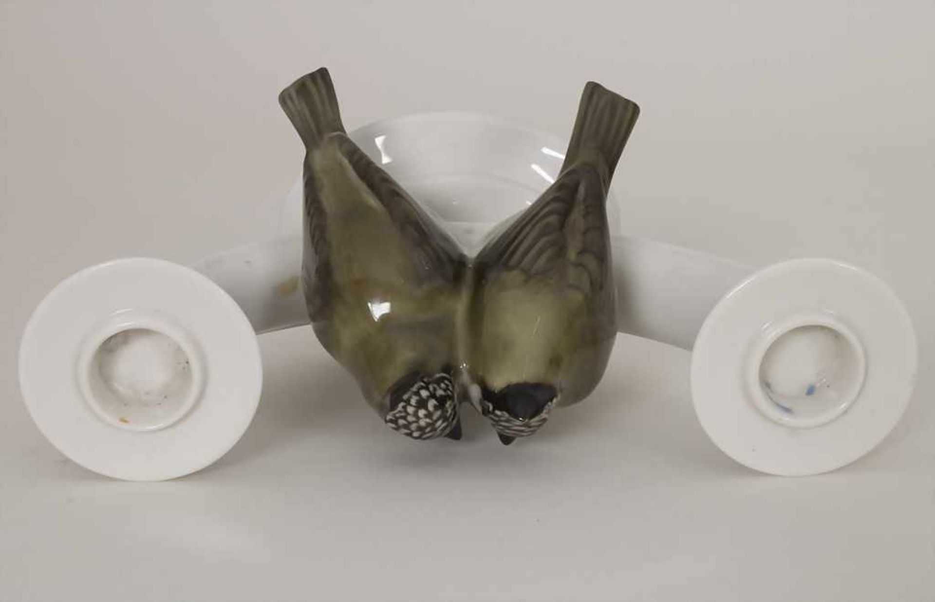 Zweiarmiger Kerzenleuchter mit Haubenmeisen / A candleholder with a pair of crested tits, Lorenz - Bild 4 aus 7