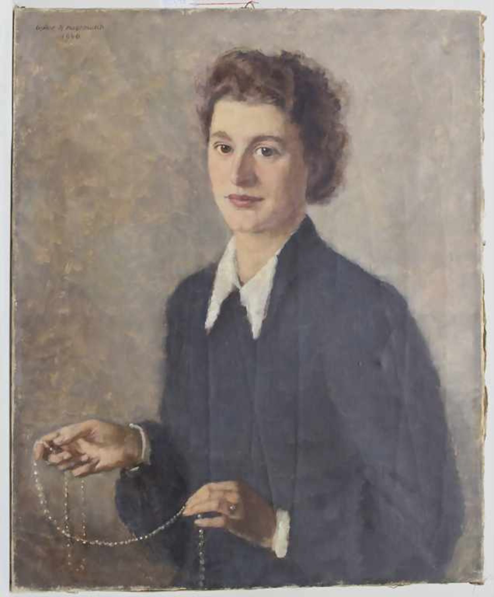 Oskar H. Hagemann (1888-1985), 'Porträt einer Frau mit Perlenkette' / 'A portrait of a woman with - Image 2 of 7