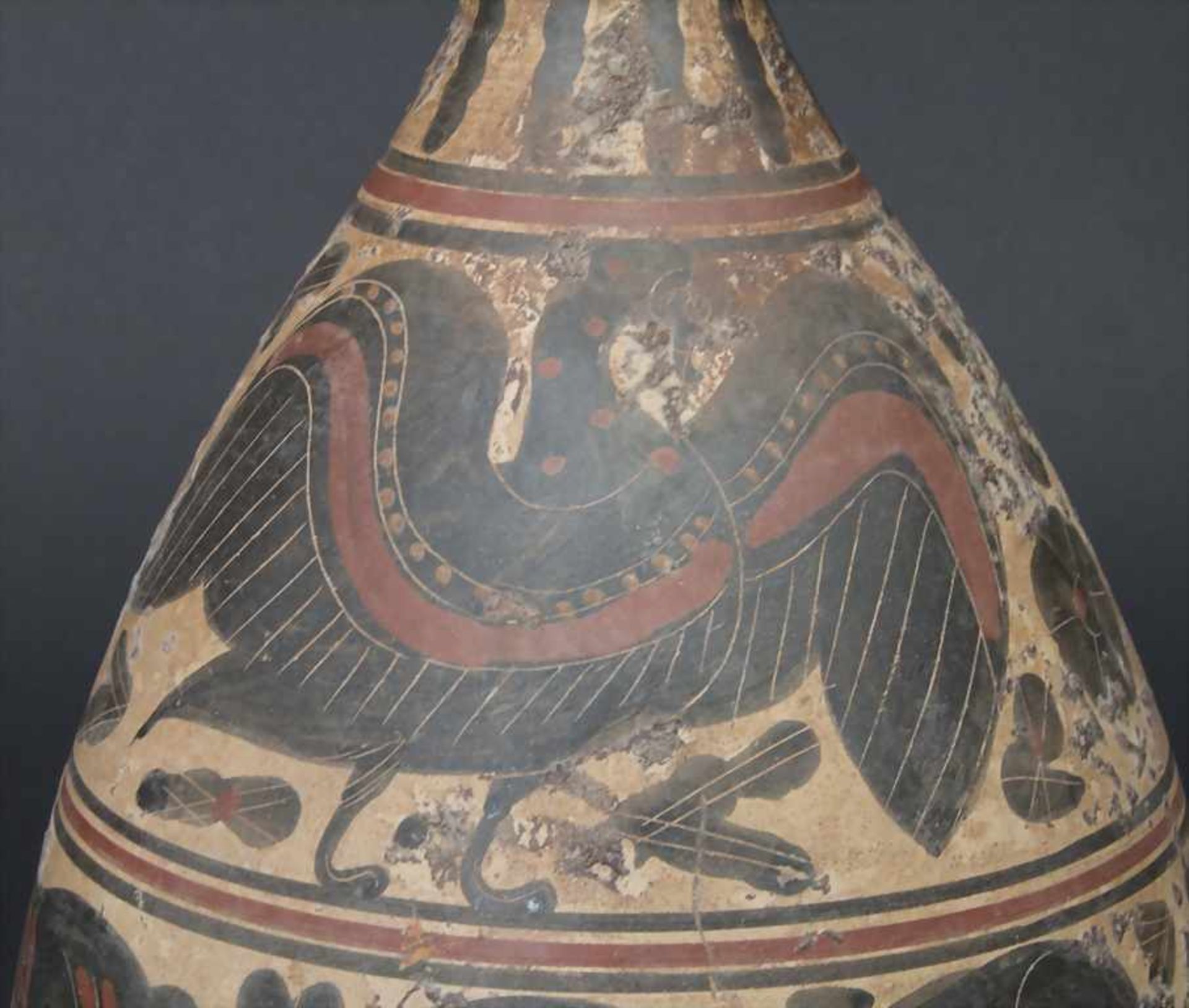 Vase, GriechenlandMaterial: Ton, rundum geritzt und polychrom bemalt,Marke/Signatur: keine,Höhe: - Image 7 of 11